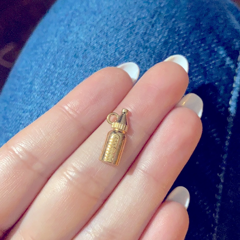 3/&30 Baby Bottle Gold Plated Charm